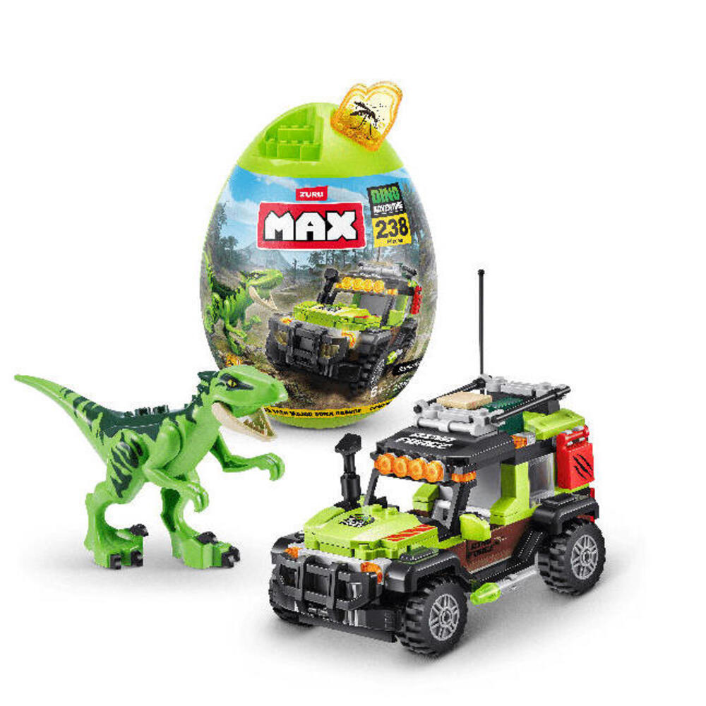 MAX Dinosaur Adventure Construction Set - Building Toys with Dino and Jeep